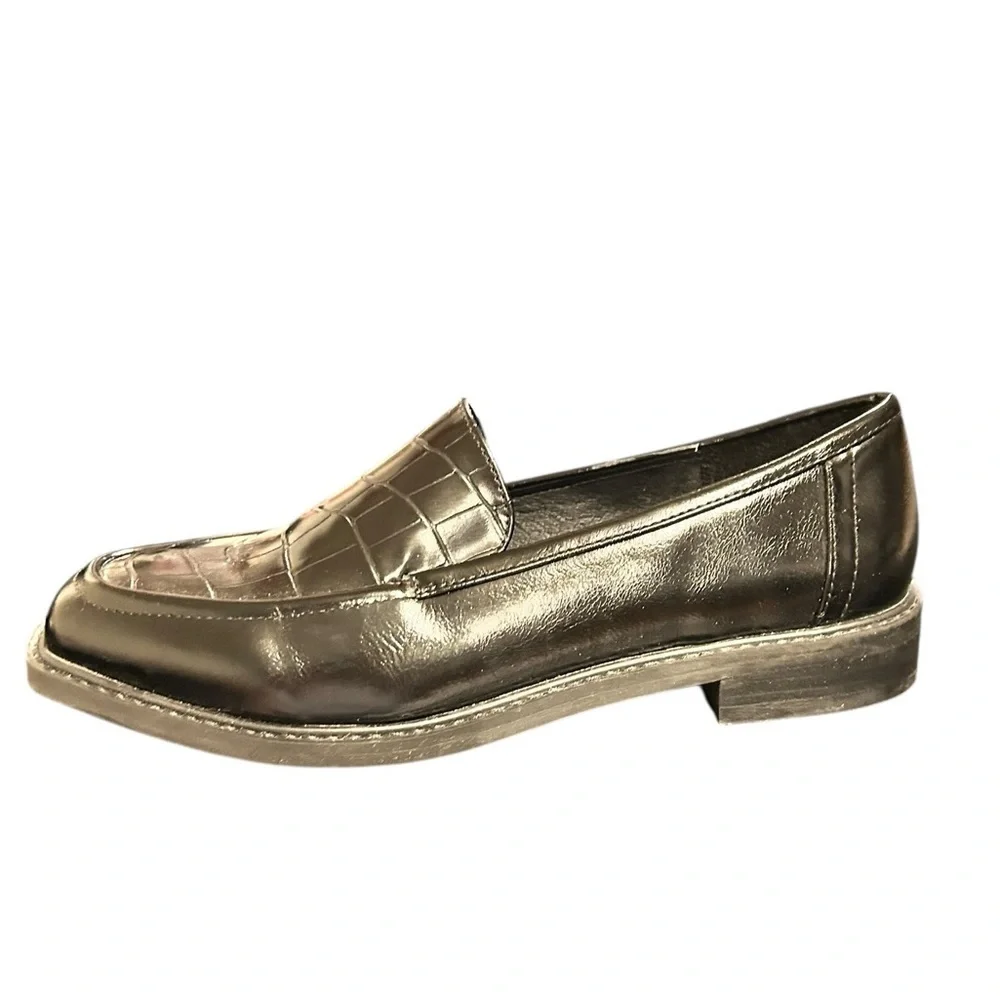 DOLCE VITA Black Crocodile Embossed Faux Patent Leather Excellent Condition Sz 8